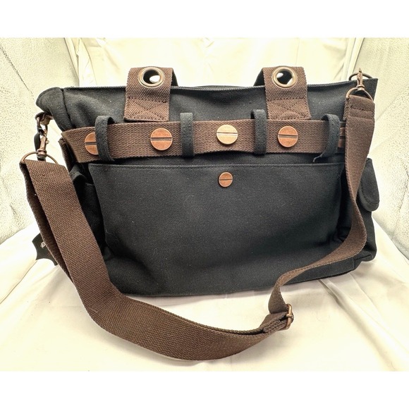 Banned Alternative DOOM LAGOON HANDBAG Steampunk Key Canvas Black Copper NWT - Picture 11 of 16